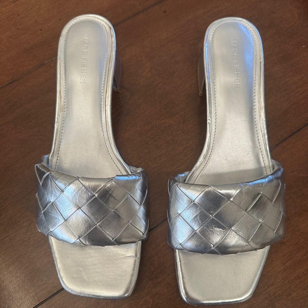 Mark FisherWomen's Silver Woven Slide Sandals